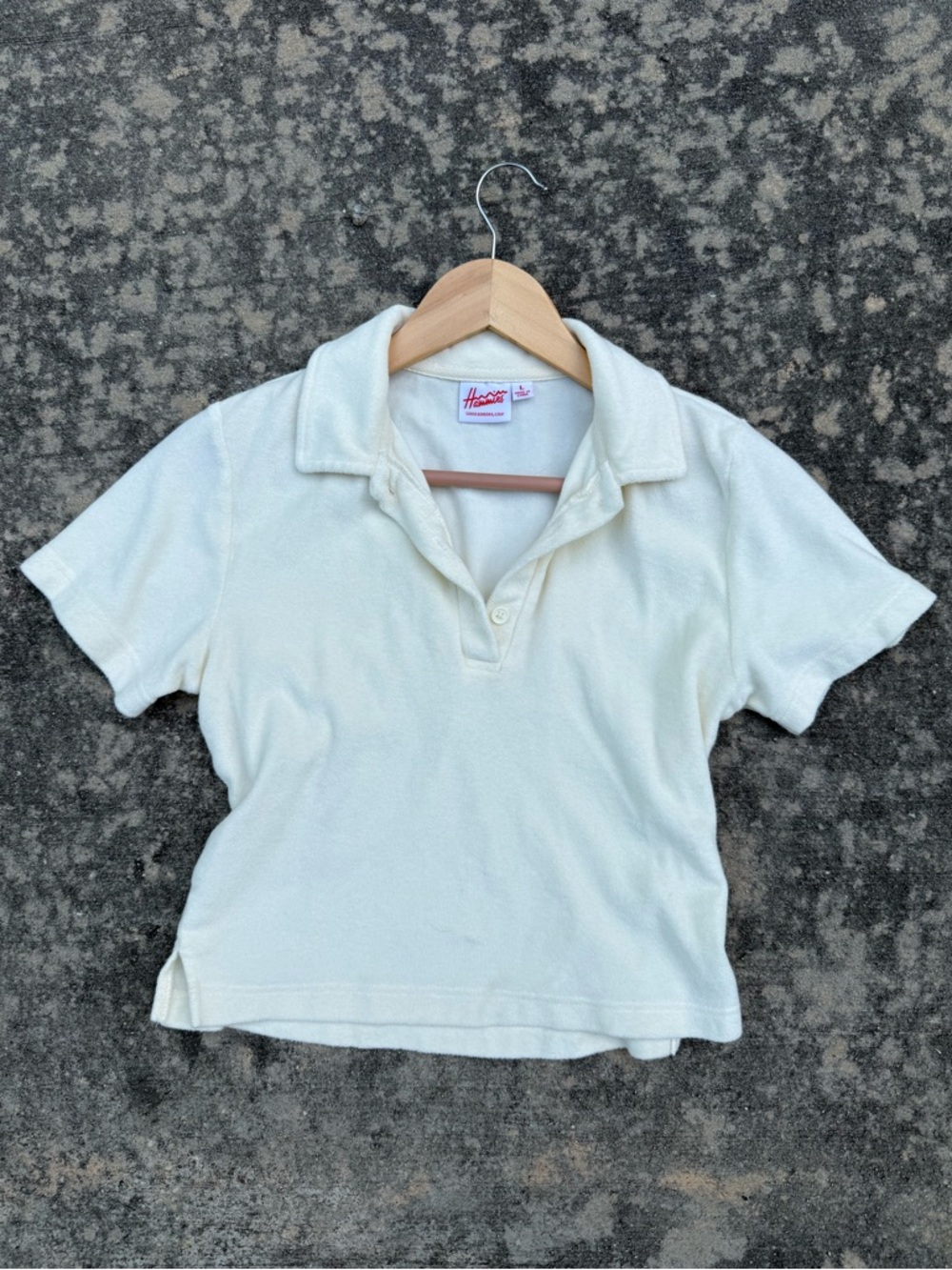 Hammies short sleeve terry polo in white - size L